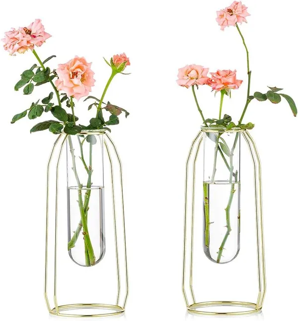 Gold_2_Pcs_Flower_Vases_With_Iron_Art_Frame_Geometric_Plant_Pot,_Centerpiece_Plant_Vase,_Plants_Tabletop_Display_Holder_For_Wedding_Indoor_Table_Office_Living_Room_10L_x_10W_x_23H_Centimeters