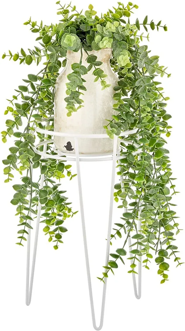 White_Set_Of_3_Metal_Indoor/Outdoor_Plant_Stands_-_Modern_Plant_Stand_With_Hairpin_Legs_For_Flowers,_Plants,_Greenery,_Succulents,_Pot_Containers,_Concerto_Collection__7_x_7_x_42_Centimeters