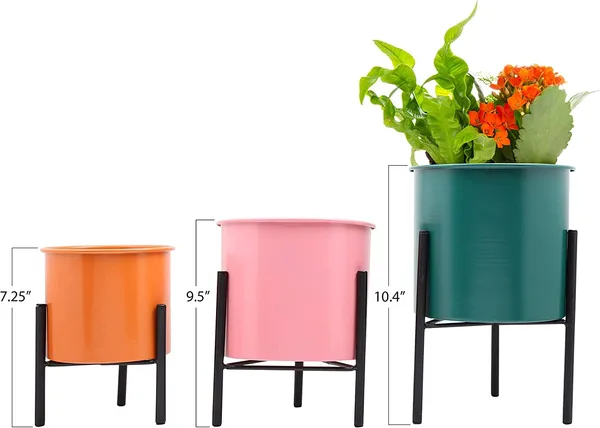 Black_Planters_For_Indoor_Plants_-_Set_Of_3_-_Orange,_Pink_And_Green_Planters_With_Black_Stands_-_Indoor_Plant_Pots_-_Mid_Century_Plant_Stands_With_Pots_-_Indoor_Planters__10_x_10_x_25_Centimeters