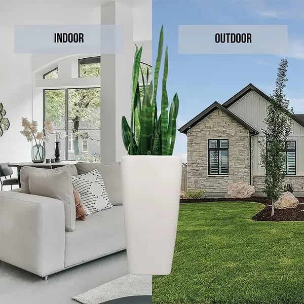 White_Set_Of_2_Plant_Store_Metal_Tall_Planters_For_Outdoor_And_Indoor_Use_-_20_Inch_Modern_Flower_Pots_For_Balcony,_Deck,_Garden,_And_Patio_30L_x_30W_x_53H_Centimeters