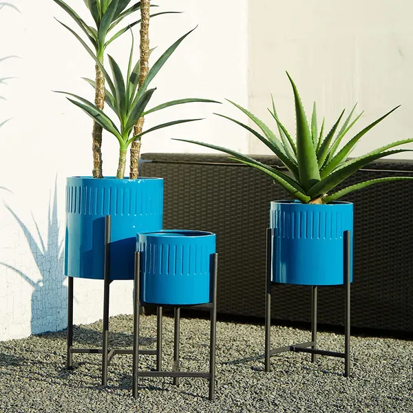 Glossy_Blue_Mid_Century_Plant_Stand_With_Pot_Set_Of_3_Modern_Metal_Planters_Pot_Holders_Perfect_For_Indoor_Outdoor_Plants_Plant_Stand_Not_Adjustable__30.5_x_30.5_x_61_Centimeters_2_kg