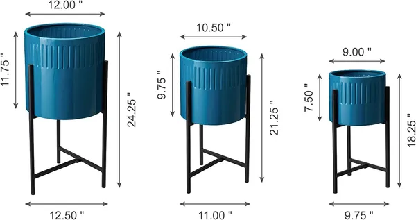 Glossy_Blue_Mid_Century_Plant_Stand_With_Pot_Set_Of_3_Modern_Metal_Planters_Pot_Holders_Perfect_For_Indoor_Outdoor_Plants_Plant_Stand_Not_Adjustable__30.5_x_30.5_x_61_Centimeters_2_kg