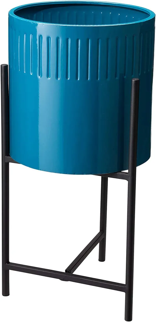 Glossy_Blue_Mid_Century_Plant_Stand_With_Pot_Set_Of_3_Modern_Metal_Planters_Pot_Holders_Perfect_For_Indoor_Outdoor_Plants_Plant_Stand_Not_Adjustable__30.5_x_30.5_x_61_Centimeters_2_kg