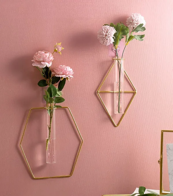 Multicolor_Gold_Wall_Vase_Hanging_Planter_Wall_Mounted_Glass_Tube_Bud_Vase_Decorative_For_Centerpieces_Wedding_Decoration_(Damru_Brick_2_Pcs)____17L_x_17W_x_20H_Centimeters