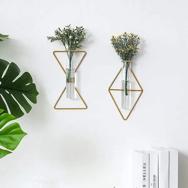 Multicolor_Gold_Wall_Vase_Hanging_Planter_Wall_Mounted_Glass_Tube_Bud_Vase_Decorative_For_Centerpieces_Wedding_Decoration_(Damru_Brick_2_Pcs)____17L_x_17W_x_20H_Centimeters