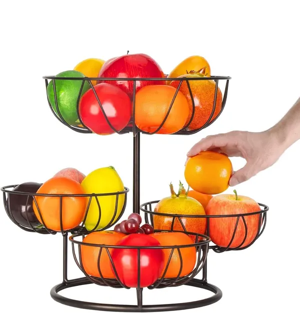 Bronze_Metal_4_Tier_Fruit_Bowl_For_Kitchen_Counter_Top,_Modern_Wire_Fruit_Basket_Storage_Stand,_Vegetable_Bread_Snack_Hold_For_Dining_Table_Rust_Free,_Decorative____45W_x_30H_Centimeters