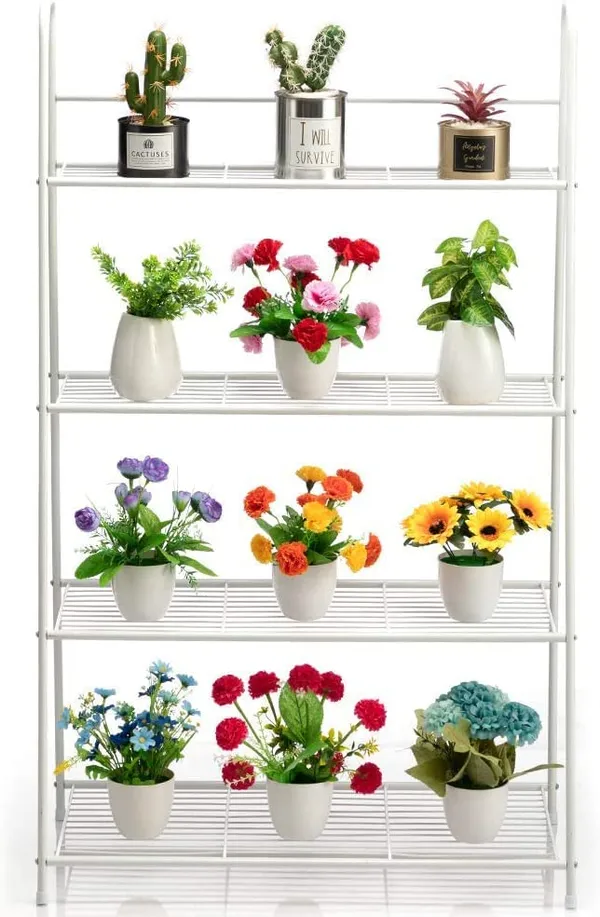 White_Metal_Plant_Stand,_Ladder-Shaped_Storage_Rack_Stand_Shelf,_Shoe_Organizer,_Utility_Storage_For_Indoor_Outdoor_Use_(3_Tier)__70_x_25_x_25_Centimeters