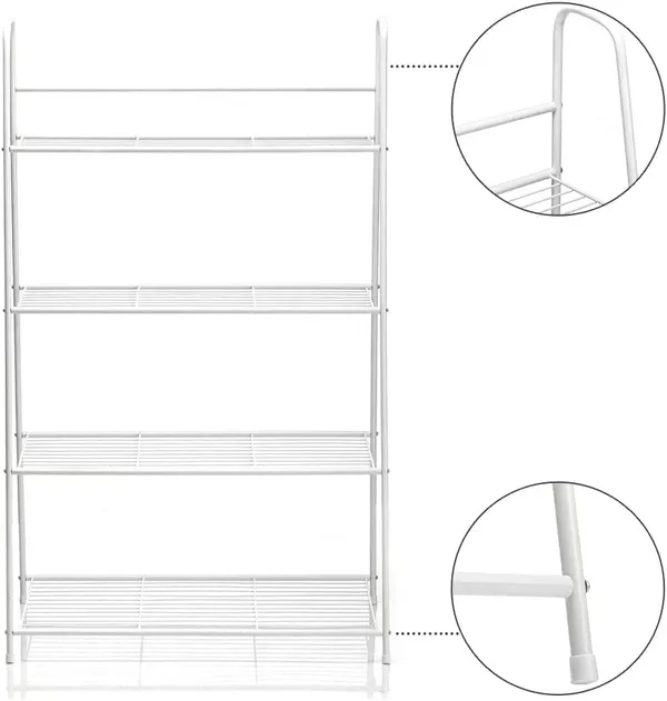 White_Metal_Plant_Stand,_Ladder-Shaped_Storage_Rack_Stand_Shelf,_Shoe_Organizer,_Utility_Storage_For_Indoor_Outdoor_Use_(3_Tier)__70_x_25_x_25_Centimeters