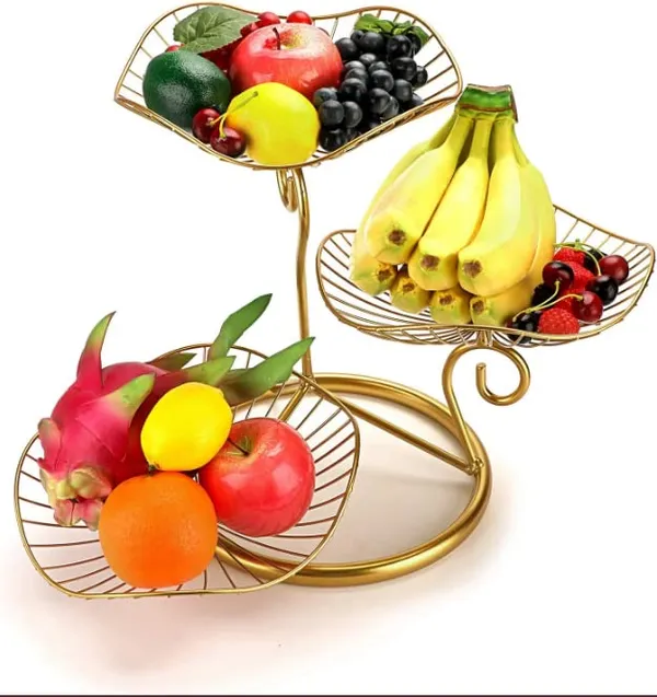 Gold_Adora_3_Tier_Fruit_Basket_Stand_Decorative_Fruit_Bowl_Wrought_Iron_Wire_Stand_Kitchen_Dining_Table_Living_Drawing_Room_Rust_Free_Shiny_Finish_Stable_30L_x_30W_x_40H_Centimeters
