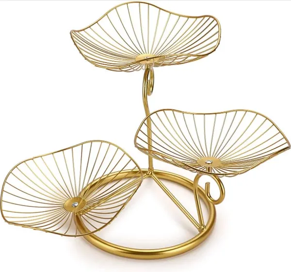 Gold_Adora_3_Tier_Fruit_Basket_Stand_Decorative_Fruit_Bowl_Wrought_Iron_Wire_Stand_Kitchen_Dining_Table_Living_Drawing_Room_Rust_Free_Shiny_Finish_Stable_30L_x_30W_x_40H_Centimeters