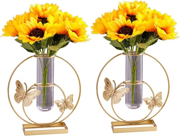 Gold_2_Pcs_Gold_Geometric_Vase,Vases_For_Decor,_Wire_Vase_Glass_Test_Tube,_Hydroponic_Vase,_Silhouette_Vase,_Modern_Vases,_Butterfly_Vase,_Gold_Office_Vases_19L_x_19W_x_20H_Centimeters