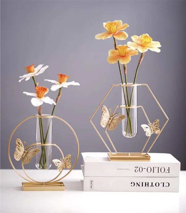 Gold_2_Pcs_Gold_Geometric_Vase,Vases_For_Decor,_Wire_Vase_Glass_Test_Tube,_Hydroponic_Vase,_Silhouette_Vase,_Modern_Vases,_Butterfly_Vase,_Gold_Office_Vases_19L_x_19W_x_20H_Centimeters