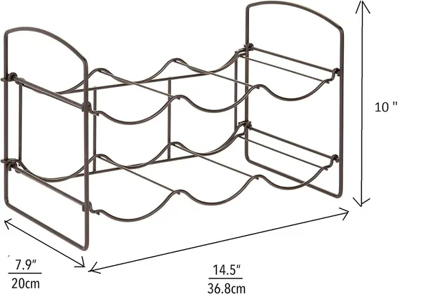 Silver_Metal_Water_Bottle_Rack_Storage_Organizer_For_Kitchen_Countertops,_Pantry,_Fridge_-_Stores_Wine,_Beer,_Pop/Soda_-_2_Levels,_Each_Holds_6_Bottles,_Free-Standing_20L_x_36W_x_25H_Centimeters