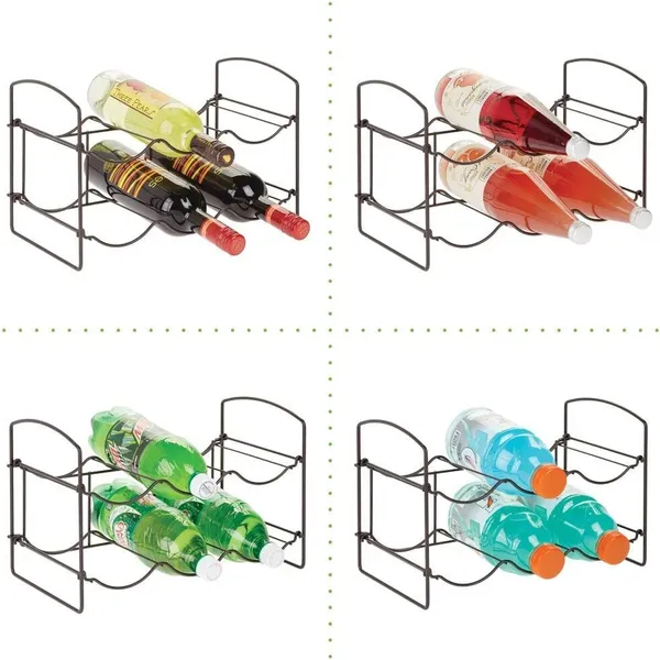 Black_Metal_Water_Bottle_Rack_Storage_Organizer_For_Kitchen_Countertops,_Pantry,_Fridge_-_Stores_Wine,_Beer,_Pop/Soda_-_2_Levels,_Each_Holds_6_Bottles,_Free-Standing____20L_x_36W_x_25H_Centimeters