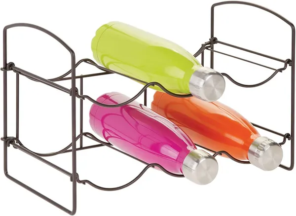 Black_Metal_Water_Bottle_Rack_Storage_Organizer_For_Kitchen_Countertops,_Pantry,_Fridge_-_Stores_Wine,_Beer,_Pop/Soda_-_2_Levels,_Each_Holds_6_Bottles,_Free-Standing____20L_x_36W_x_25H_Centimeters