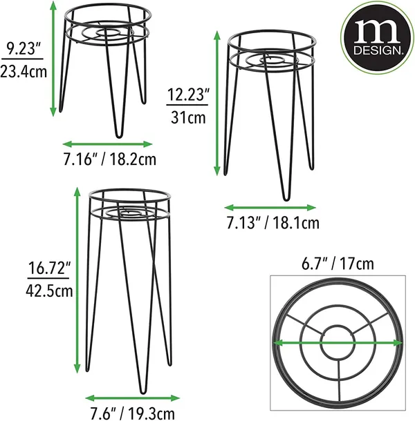 Black_Set_Of_3_Metal_Indoor/Outdoor_Plant_Stands_-_Modern_Plant_Stand_With_Hairpin_Legs_For_Flowers,_Plants,_Greenery,_Succulents,_Pot_Containers,_Concerto_Collection,__7_x_7_x_42_Centimeters