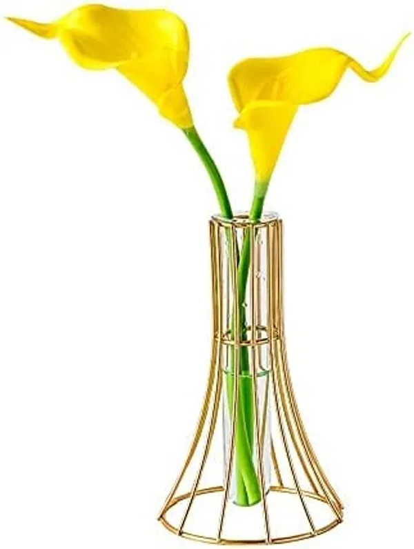 Cone_Gold_Geometric_Metal_Frame_Clear_Glass_,Decoration_And_Centerpiece_For_Home,_Office,_Modern_Vases_For_Flowers_Decorative_Art_Table_Vase____9L_x_9W_x_16H_Centimeters