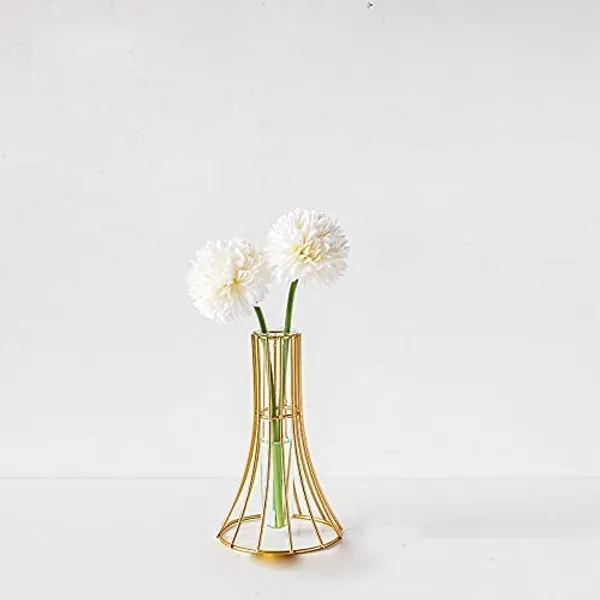 Cone_Gold_Geometric_Metal_Frame_Clear_Glass_,Decoration_And_Centerpiece_For_Home,_Office,_Modern_Vases_For_Flowers_Decorative_Art_Table_Vase____9L_x_9W_x_16H_Centimeters