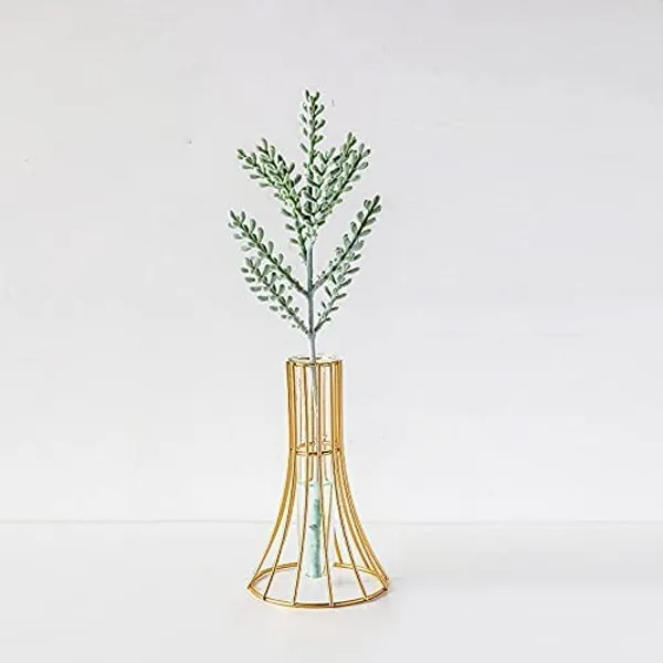 Cone_Gold_Geometric_Metal_Frame_Clear_Glass_,Decoration_And_Centerpiece_For_Home,_Office,_Modern_Vases_For_Flowers_Decorative_Art_Table_Vase____9L_x_9W_x_16H_Centimeters