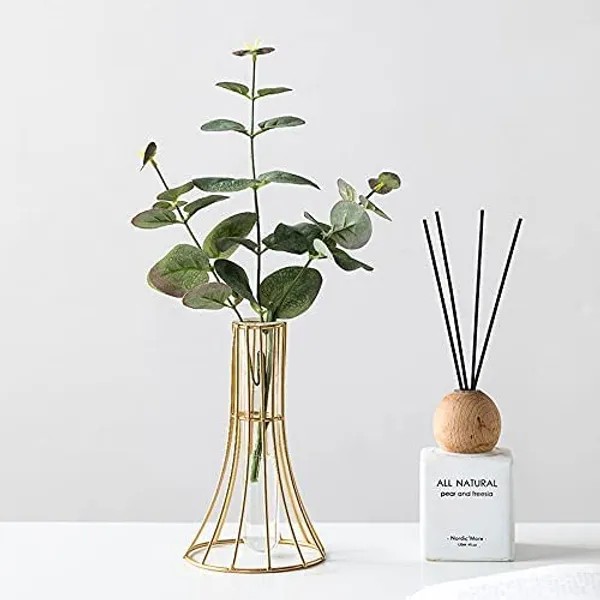 Cone_Gold_Geometric_Metal_Frame_Clear_Glass_,Decoration_And_Centerpiece_For_Home,_Office,_Modern_Vases_For_Flowers_Decorative_Art_Table_Vase____9L_x_9W_x_16H_Centimeters