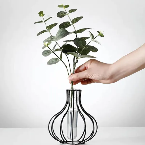 Cone_Gold_Geometric_Metal_Frame_Clear_Glass_,Decoration_And_Centerpiece_For_Home,_Office,_Modern_Vases_For_Flowers_Decorative_Art_Table_Vase____9L_x_9W_x_16H_Centimeters