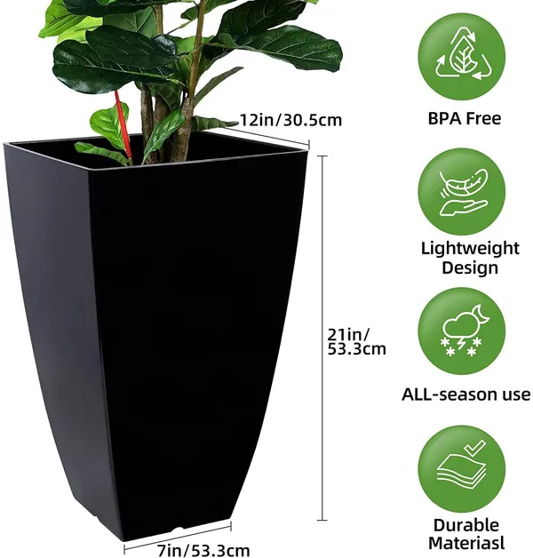 Black_Large_Square_Tall_Planters_21''_Lightweight_Flower_Pots_Indoor/Outdoor_Gardening,_Uv-Resistant_Plant_Container_Ideal_Herbs,_Shrubs,_Flowers_(12_*_21_*_7_Inch)_30_x_30_x_50_Centimeters