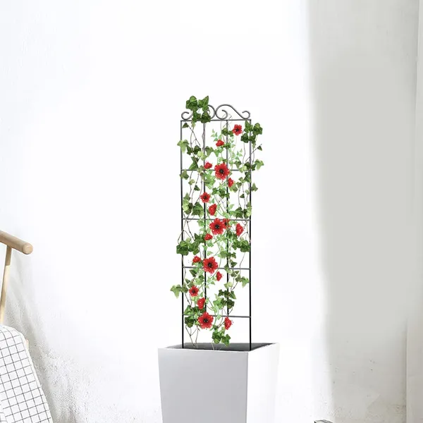 Multicolor_30''_Metal_Garden_Trellis_For_Climbing_Plants,(Pack_Of_4)_Indoor/Outdoor_Sturdy_Plant_Trellis_For_Potted_Plants,House_Plants,_Climbing_Vines_(4)____20W_x_70H_Centimeters