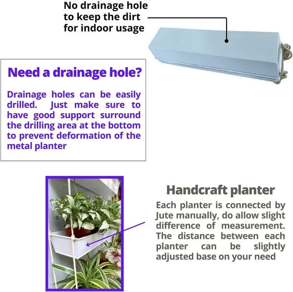 White_Wall_Planters_-_16_Inch_3-Tier_Galvanized_Wall-Mounted_Succulent_Planters_Boho_Metal_Window_Herb_Garden,_Rectangle_Hanging_Vertical_Shelf_Shower_Plant_Pot_11_x_6_x_16_Centimeters
