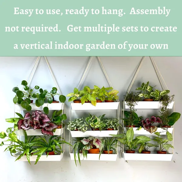 White_Wall_Planters_-_16_Inch_3-Tier_Galvanized_Wall-Mounted_Succulent_Planters_Boho_Metal_Window_Herb_Garden,_Rectangle_Hanging_Vertical_Shelf_Shower_Plant_Pot_11_x_6_x_16_Centimeters