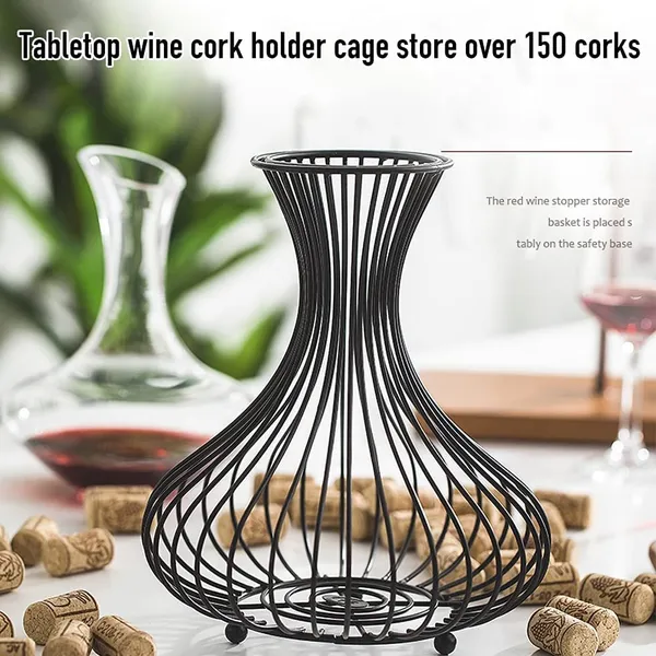 Black_Wine_Cork_Holder,Cork_Storage_Display_Wine_Stopper_Table_Cork_Container_For_Decoration__21_x_21_x_23_Centimeters