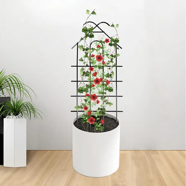 Black_32''_Metal_Garden_Trellis_For_Climbing_Plants,_Indoor/Outdoor_Sturdy_Plant_Trellis_For_Potted_Plants,House_Plants,_Climbing_Vines,_Pack_Of_4,_(24'',_4)__30_x_3_x_70_Centimeters,2_kg