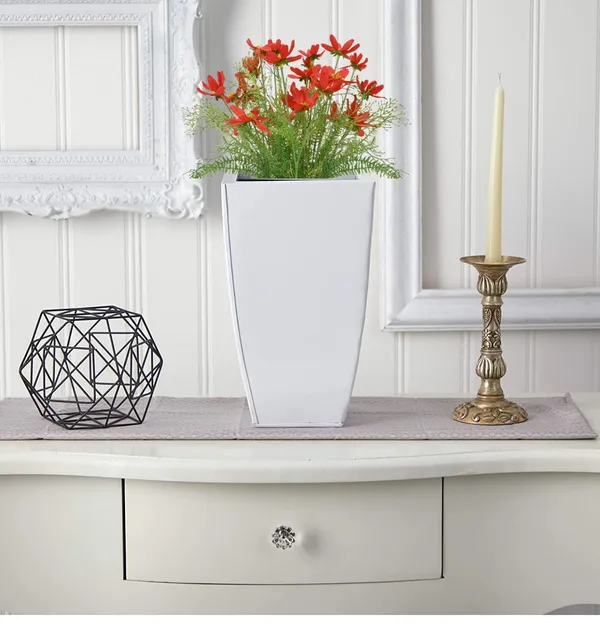 White_Plant_Stand_Decorative_Flower_Pot_Holder_Display_For_Balcony_Table_Top_Mini_Plant_Stand_For_Artificial_Galvanized_Iron_13_Inch_Planters_For_Outdoor_17.8L_x_17.8W_x_33H_Centimeters