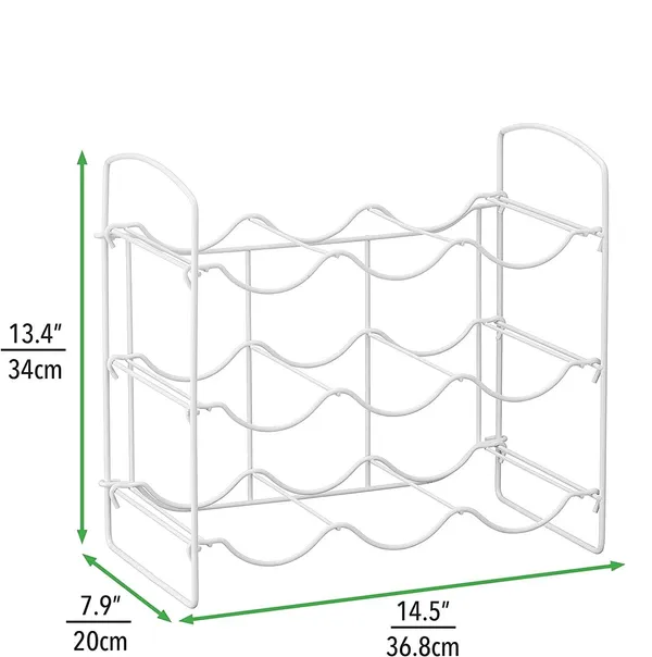 White_Metal_Water_Bottle_Rack_Storage_Organizer_For_Kitchen_Countertops,_Pantry,_Fridge_-_Stores_Wine,_Beer,_Pop/Soda_-_3_Levels,_Each_Holds_9_Bottles,_Free-Standing____36L_x_20W_x_36H_Centimeters