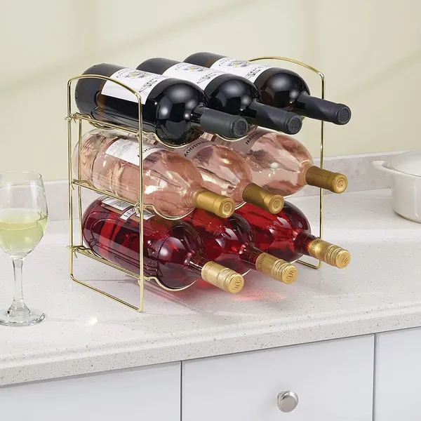 White_Metal_Water_Bottle_Rack_Storage_Organizer_For_Kitchen_Countertops,_Pantry,_Fridge_-_Stores_Wine,_Beer,_Pop/Soda_-_3_Levels,_Each_Holds_9_Bottles,_Free-Standing____36L_x_20W_x_36H_Centimeters
