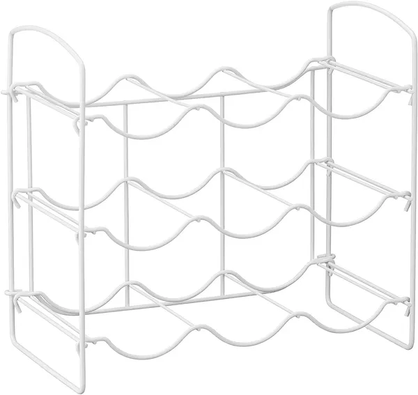 White_Metal_Water_Bottle_Rack_Storage_Organizer_For_Kitchen_Countertops,_Pantry,_Fridge_-_Stores_Wine,_Beer,_Pop/Soda_-_3_Levels,_Each_Holds_9_Bottles,_Free-Standing____36L_x_20W_x_36H_Centimeters
