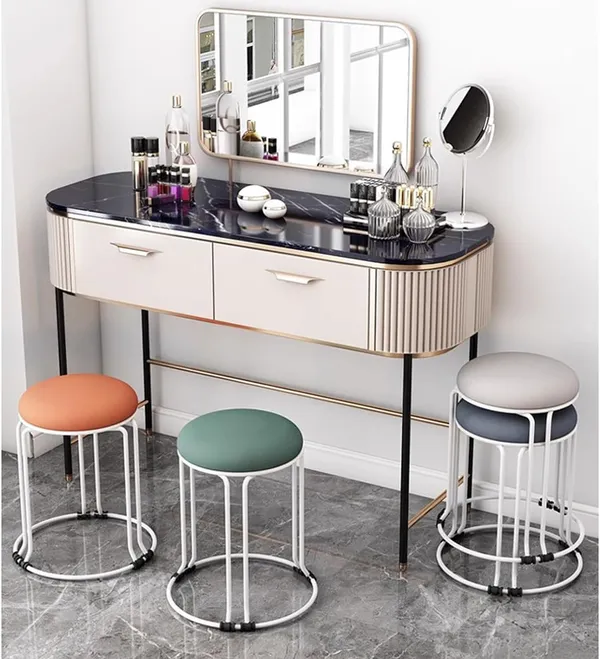 Set_of_2_White_&_Grey_Stackable_Ottoman_Stools_With_Cushion_Top_|_Space_Saving_&_Comfortable_Home_Furniture_|_35L_x_35W_x_46H_Cm
