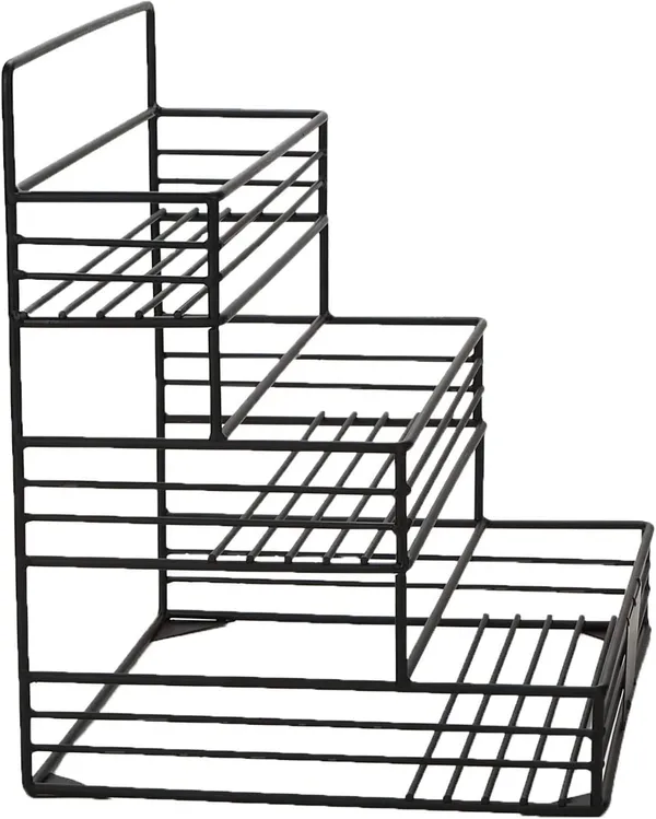 Black_Decorative_4_Wine_Bottle_Holder_Stand_Can_Fix_On_Wall_Or_Can_Put_On_Table,_Clear_Syrup_Bottle_Holder,_Wire_4_Compartment_Bottle_Organizer,_Storage_For_Syrup,_Wine_33L_x_11W_x_13H_Centimeters