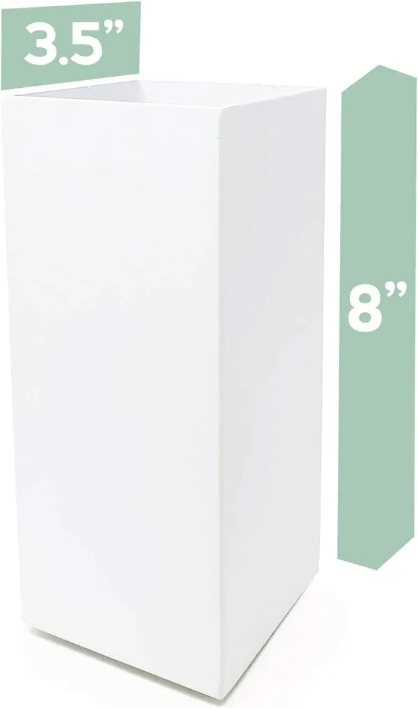 White_Modern_Square_Vase_Planter_Flower_Pots_Indoor_Desktop_Decorative_Art_Table_Vase_Tabletop_Entryway,_Bookshelf,_Wedding_Party_3.5"_X_3.5"_X_8''_Inch____8.9L_x_8.9W_x_20.3H_Centimeters