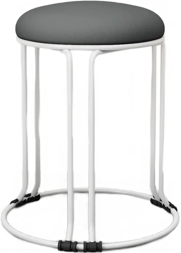 White_&_Black_Stackable_Ottoman_Stools_With_Cushion_Top_|_Space_Saving_&_Comfortable_Home_Furniture_|_35L_x_35W_x_46H_Cm