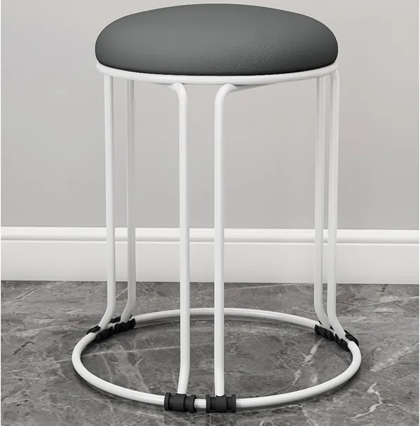 White_&_Black_Stackable_Ottoman_Stools_With_Cushion_Top_|_Space_Saving_&_Comfortable_Home_Furniture_|_35L_x_35W_x_46H_Cm