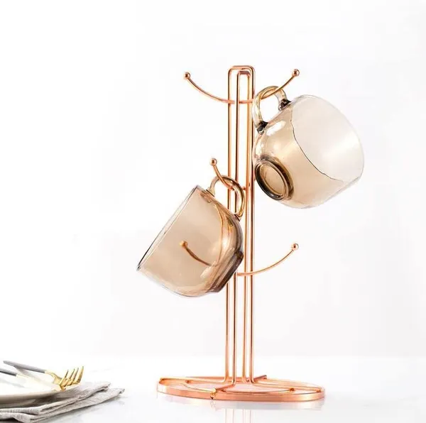 Gold_Set_Of_6_Cup_Mug_Tree_Stand_And_Linear_Kitchen_Roll/Paper_Towels_Holder_Stainless_Steel_-_Coffee_Tea_Cups_Mugs_Draining_Rack|Kitchen_Storage_Accessories____454_g