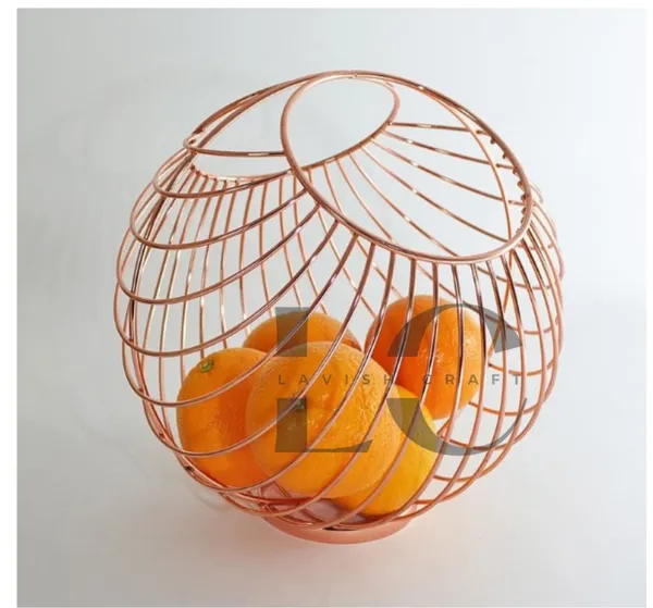 Copper_Fruit_Basket_Stand_Decorative_Fruit_Bowl_Wrought_Iron_Wire_Stand_For_Kitchen_Dining_Table_Living_Drawing_Room_Rust_Free_Shiny_Finish_Stable_Frame_Copper_(Model_-14)__25_x_25_x_25_Centimeters