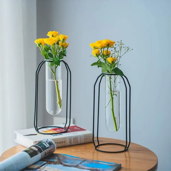 Black_2_Pcs_Flower_Vases_With_Iron_Art_Frame_Geometric_Plant_Pot,_Centerpiece_Plant_Vase,_Plants_Tabletop_Display_Holder_For_Wedding_Office_Living_Room_Decor_(2_X_L)10L_x_10W_x_23H_Centimeters
