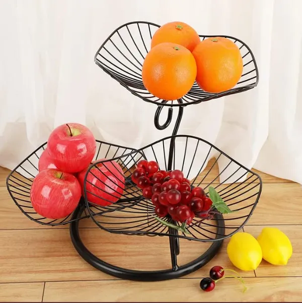 Black_Adora_3_Tier_Fruit_Basket_Stand_Decorative_Fruit_Bowl_Wrought_Iron_Wire_Stand_Kitchen,_Dining_Table,_Living/Drawing_Room_Rust_Free_Shiny_Finish_Stable_32L_x_44W_x_32H_Centimeters