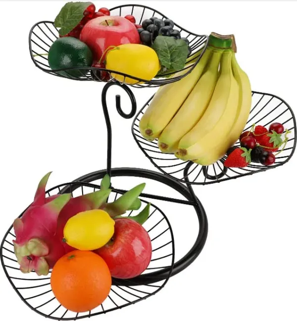Black_Adora_3_Tier_Fruit_Basket_Stand_Decorative_Fruit_Bowl_Wrought_Iron_Wire_Stand_Kitchen,_Dining_Table,_Living/Drawing_Room_Rust_Free_Shiny_Finish_Stable_32L_x_44W_x_32H_Centimeters