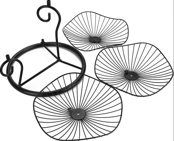 Black_Adora_3_Tier_Fruit_Basket_Stand_Decorative_Fruit_Bowl_Wrought_Iron_Wire_Stand_Kitchen,_Dining_Table,_Living/Drawing_Room_Rust_Free_Shiny_Finish_Stable_32L_x_44W_x_32H_Centimeters