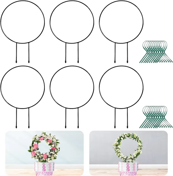 Black_Metal_Plant_Trellis_Climbing_Plants_Iron_Vine_Stem_Support_Wire_Plants_Climbing_Holder_Rack_Potted_Plants_Flowers_Indoor_Garden_Decor_(6_Circles)__25.4_x_1.3_x_33_Centimeters_500_g