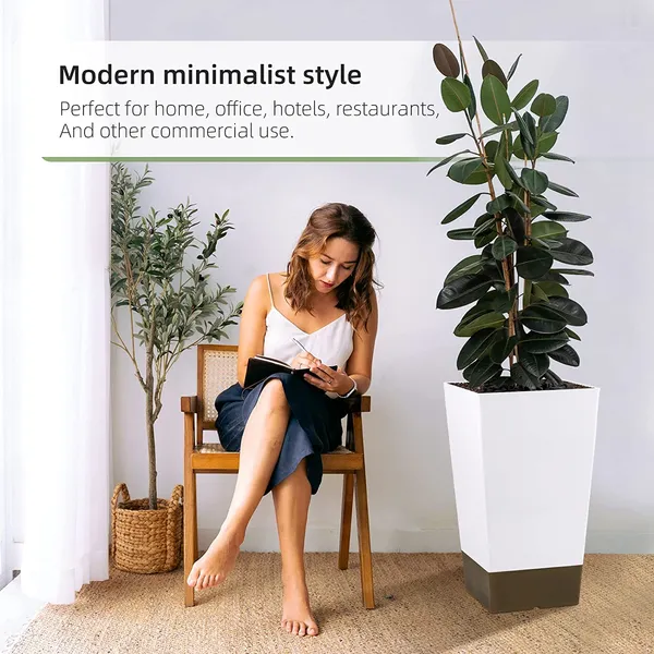 White_Tall_Planters_For_Outdoor_Plants_Set_Of_2,Outdoor_Planters_For_Front_Porch_Balcony,21_Inch_Large_Planters_For_Outdoor_Indoor_Garden_Patio_(Wood_Grain)_25_x_25_x_50_Centimeters