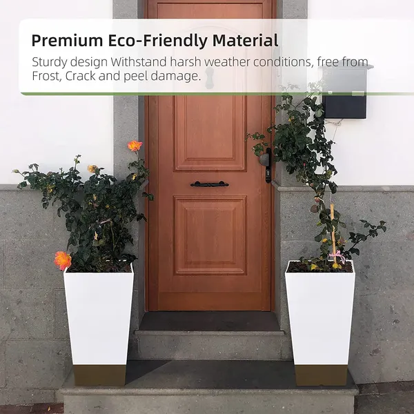White_Tall_Planters_For_Outdoor_Plants_Set_Of_2,Outdoor_Planters_For_Front_Porch_Balcony,21_Inch_Large_Planters_For_Outdoor_Indoor_Garden_Patio_(Wood_Grain)_25_x_25_x_50_Centimeters