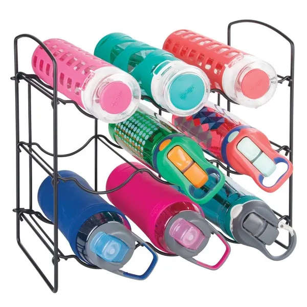 Black_Metal_Water_Bottle_Rack_Storage_Organizer_For_Kitchen_Countertops,_Pantry,_Fridge_-_Stores_Wine,_Beer,_Pop/Soda_-_3_Levels,_Each_Holds_9_Bottles,_Free-Standing____36L_x_20W_x_36H_Centimeters